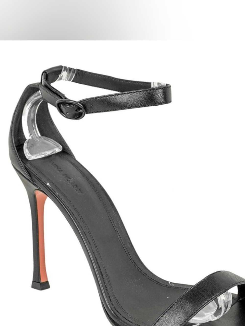 Amina Muaddi Black Kim Leather Ankle-Strap Stiletto Sandals - Picture 12 of 15
